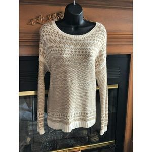 Old Navy Cream and Tan Sweater Medium